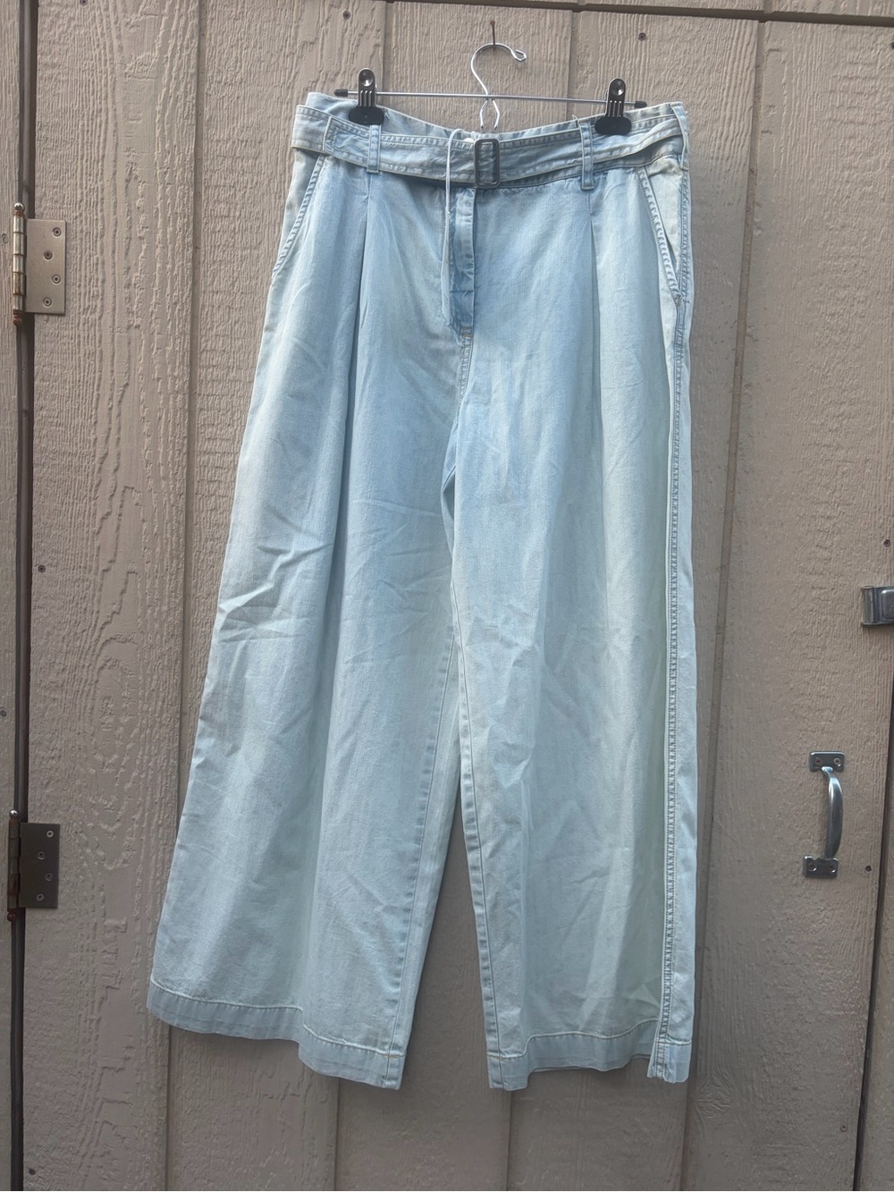 Anthropologie Pilcro Light Blue Wide-Leg Belted Jeans